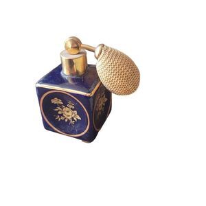 Vintage 1940's Bavaria Western Germany Colbalt Blue and Gold Tone Perfume Bottle